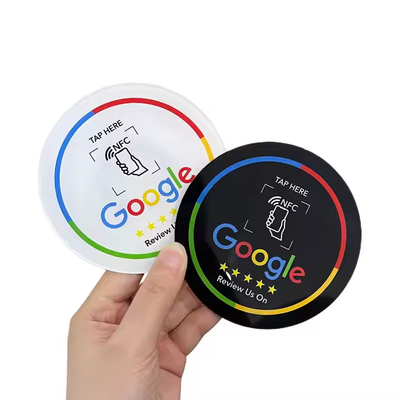 kupować Niestandardowy 100*100mm Epoxy Google Review NFC Sticke Tag Stołu Dla Yelp Tripadvisor online manufacture