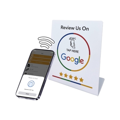Niestandardowy stand NFC Social Media Review NFC PVC Google Review Card Menu Stand wyświetlacz
