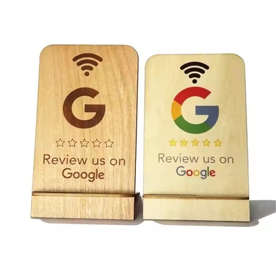 Google Review NFC Wystawka drewniana Wyświetlacz Business Reviews Smart NFC Drewniany stojak dla restauracji Wi-Fi